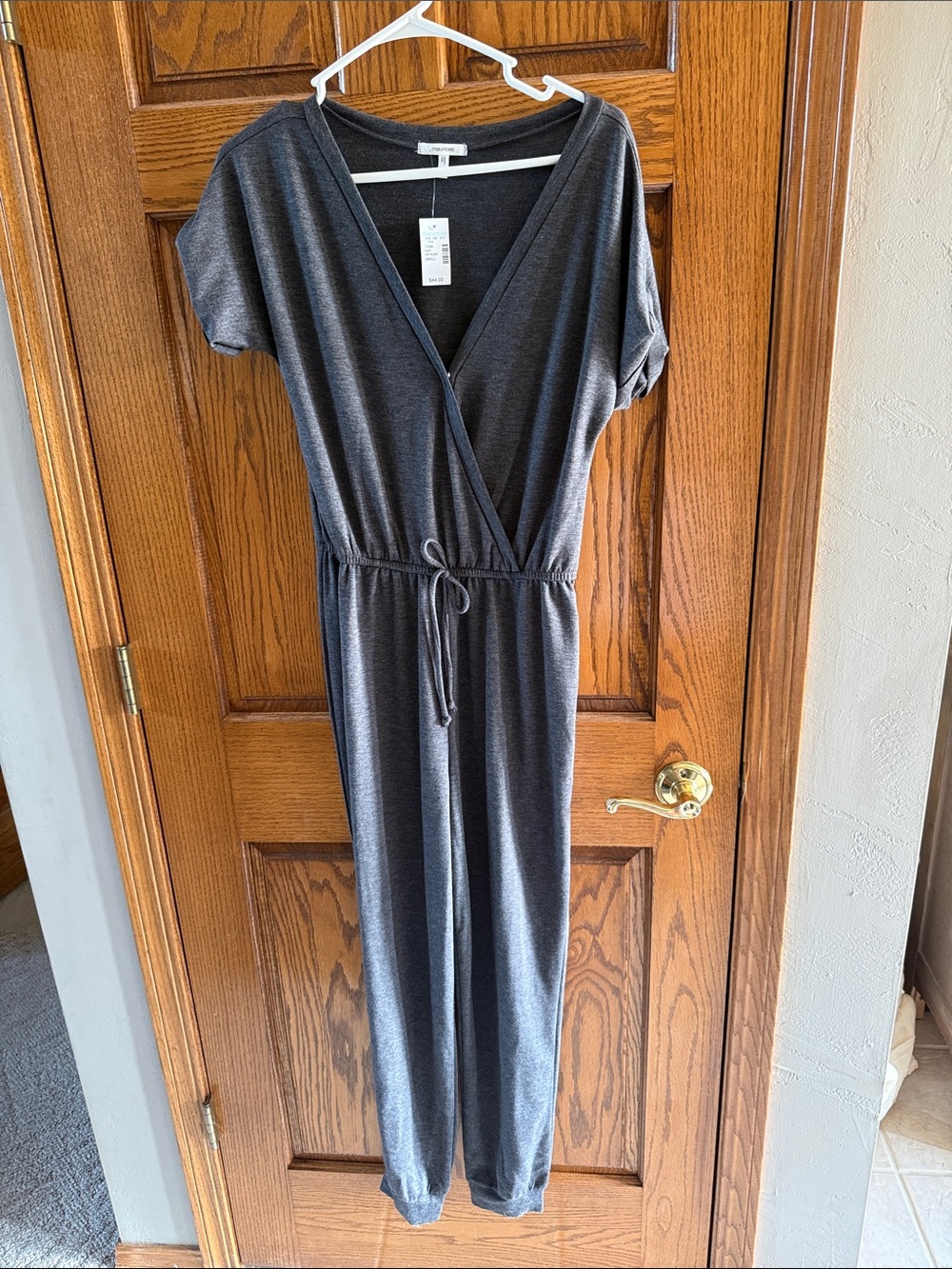 Maurices Charcoal Gray One-Shoulder Jumpsuit